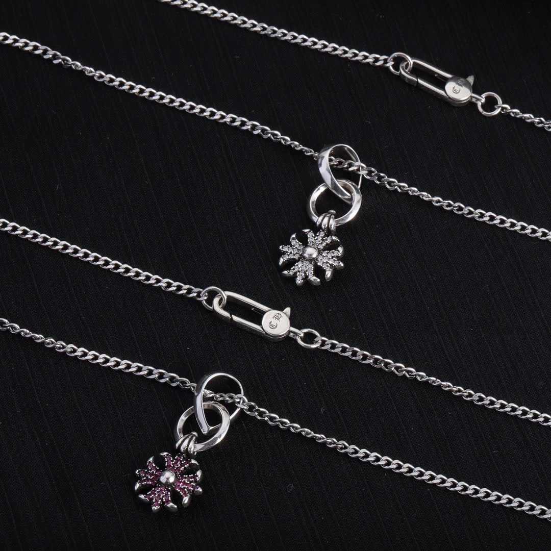 Chrome Hearts Silver Flower Charm Necklace